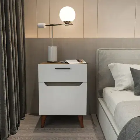 Nočný stolík Losso - White, Oak