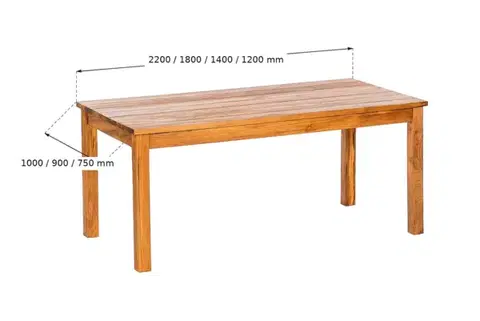DEOKORK Teakový stôl GIOVANNI 120 - 210 × 75 - 100 cm 120 × 90 cm