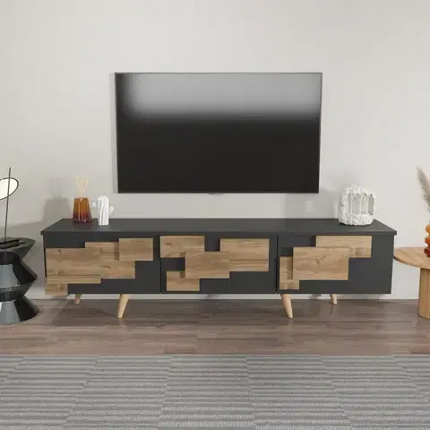 TV stolík 3 D - Anthracite, Walnut