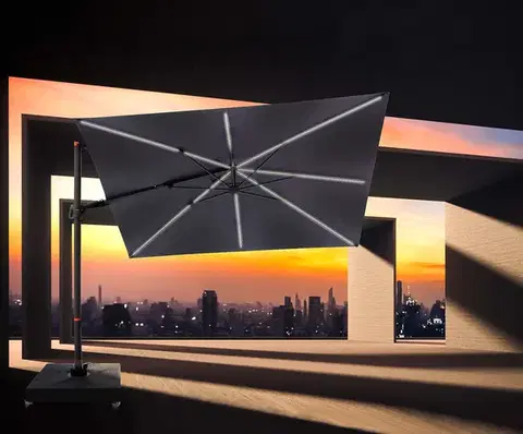 Slnečník výkyvný Doppler myZone 220 x 300 cm LED (rôzne farby) 816 oranžová