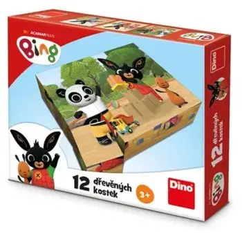 Drevené kocky Bing 12 Dino