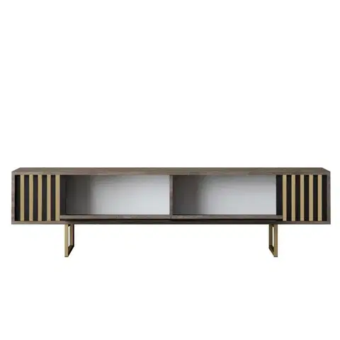 TV stolík Gold Line - Walnut, Black