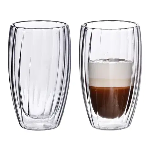 Súprava 2 ks sklenených hrnčekov PETER STRIPES 450 ml číra