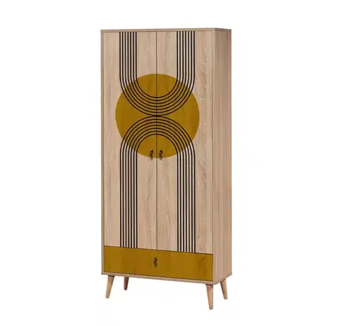 Šatníková skriňa Grandrop Sun 80 cm hnedá/viacfarebná