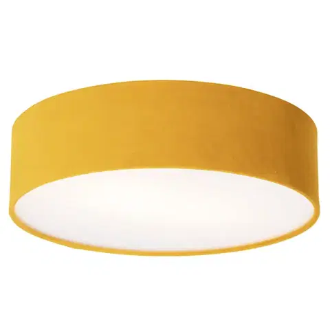 Moderné stropné svietidlo okrové 40 cm so zlatým vnútrom - Drum