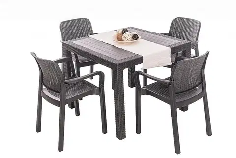 DEOKORK Záhradná ratanová zostava KARA MINI 1+2 (antracit)