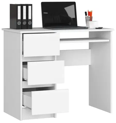 Písací stôl A-6 90 cm biely ľavý