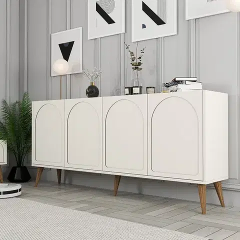 Konzolový stolík Lyon 81 - Cream, Walnut