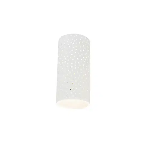 Vinylová nástenná lampa biela omietka valcový tvar - Mahou