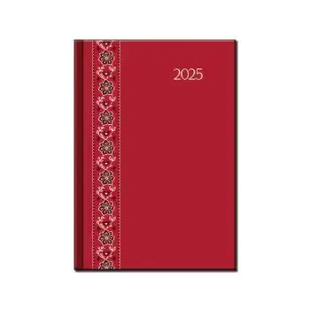 Denný diár A5 FOLK červený 2025