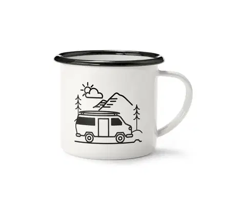 Smaltovaný hrnček na kávu „Camping“, 380 ml
