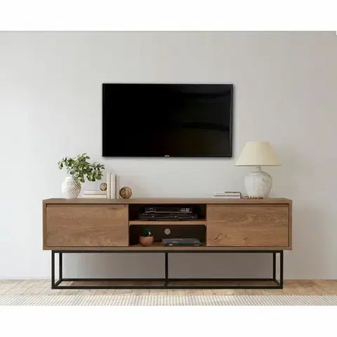 Televízny stolík Rodez Walnut and Black I, M