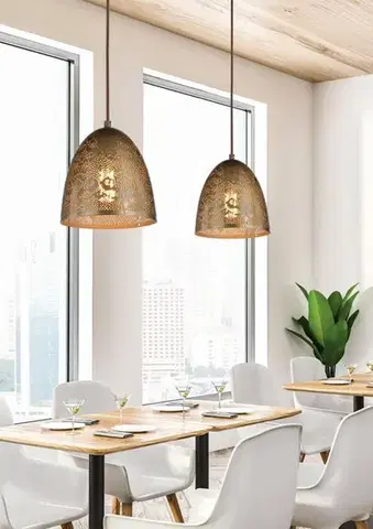 Závesná stropná lampa sfinga kužeľ e27 prelamovaná patina