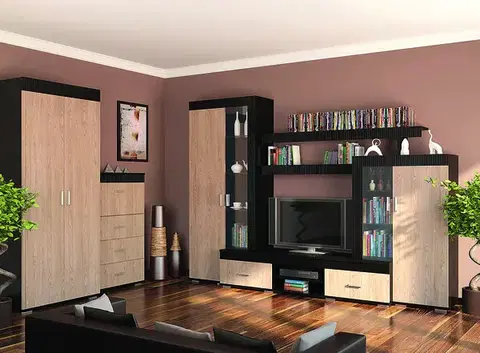 NABBI Mils LR obývacia stena dub rodos / wenge magic