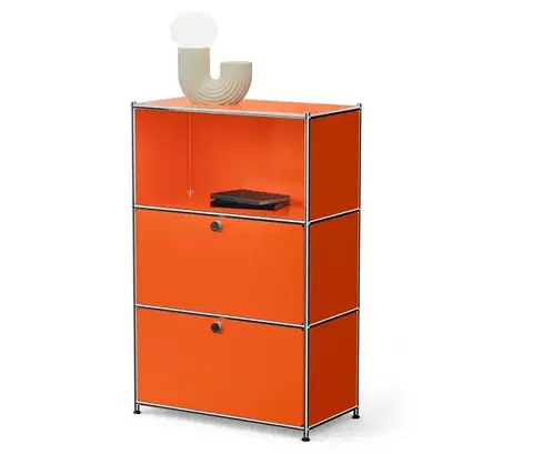 Komoda Kovová komoda »CN3« s výklopnými priečinkami, oranžová
