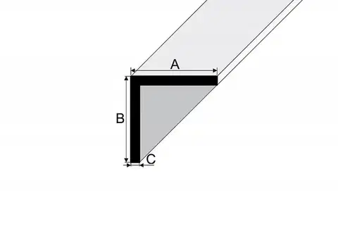 Rohový profil rovnoramenný Stříbro E01 tl. 2 mm