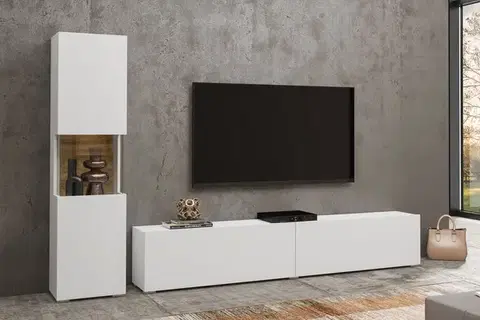 EMMA 09 moderný set skrinka + tv stolík biela/ dub wotan