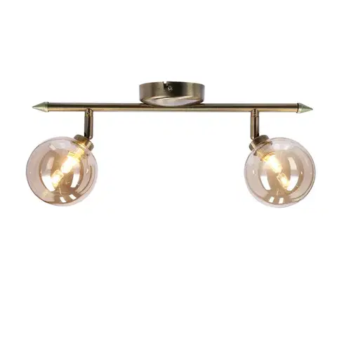 Stropná lampa Rodia patinovaná páska 2x40W g9 jantárové tienidlo