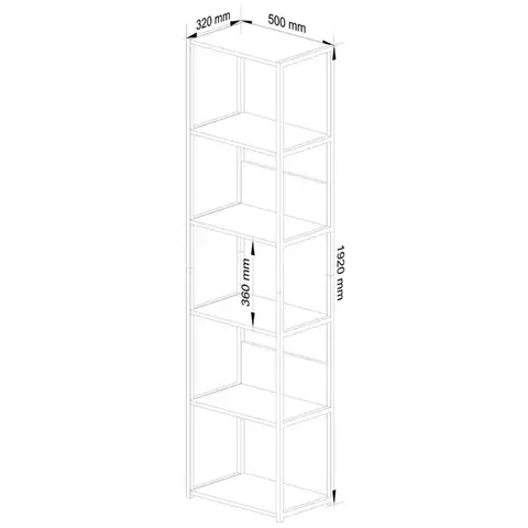Regál LOFT 50 cm čierny
