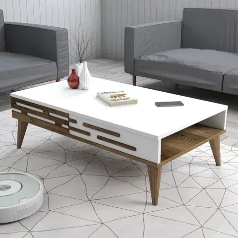 Konferenčný stolík Valensiya - Walnut, White
