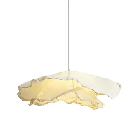 Japandi hanglamp beige met stoffen kap 80cm - Papel