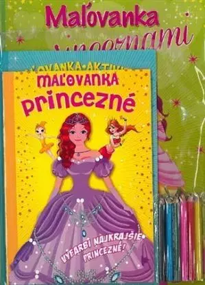 Komplet Princezné (2 maľovanky + 2 aktivity zošity + farebné ceruzky)