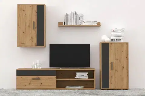 BOTARE MINI obývacia stena, dub Artisan/čierna