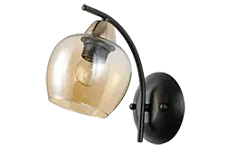MERRA čierna nástenná lampa 1x40W E27 jantárové tienidlo