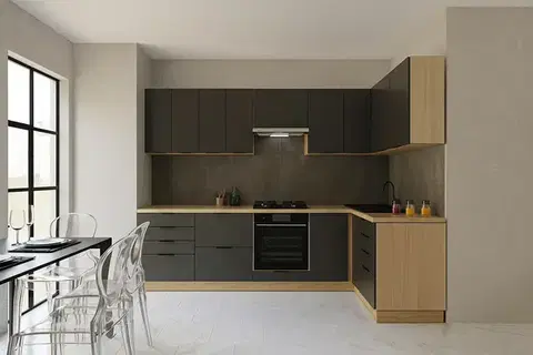 CRAF R2 moderná rohová kuchyňa 280 x 140, grafit