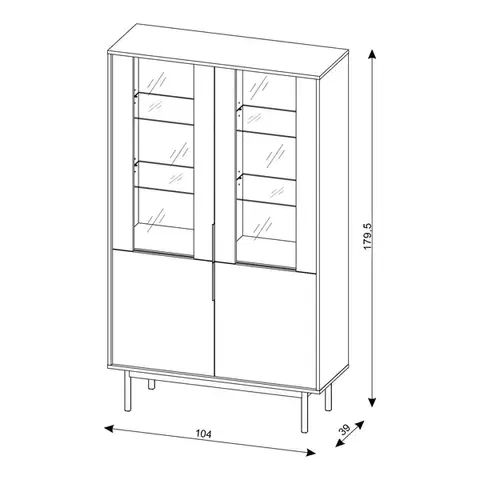 Vitrína Viva 104 cm čierna