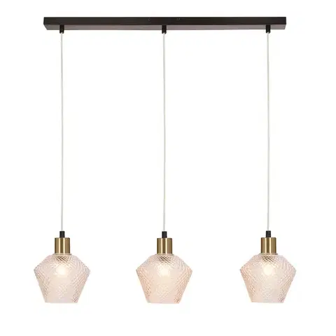 Závesná lampa Greniko čierna 3x40W E14 priehľadné tienidlo