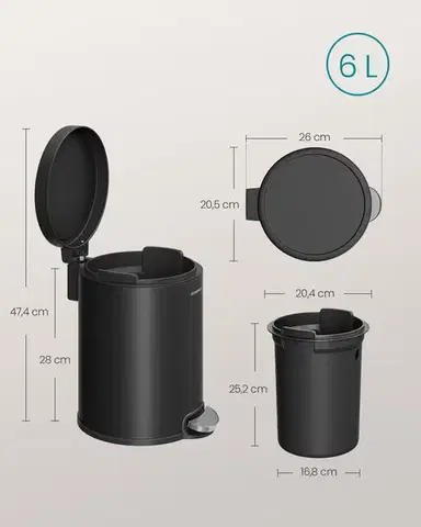 Odpadkový kôš Jelis 6 L čierny