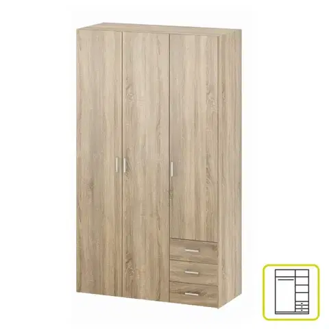 KONDELA Gwen 70427 3D šatníková skriňa dub sonoma