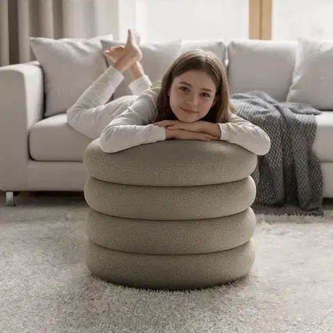 Taburet Mollis bouclé moka