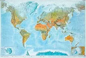 Svet nástenná mapa fyzická 1:35 000 000 - lam+lišta WNAT1L