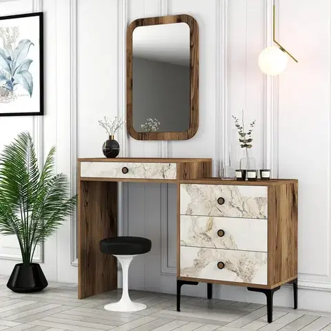 Toaletný stolík Lizbon 545 - Walnut, White
