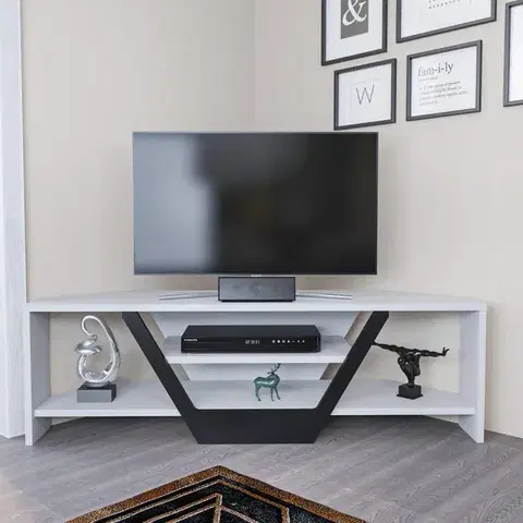 TV stolík Sares - White, Black