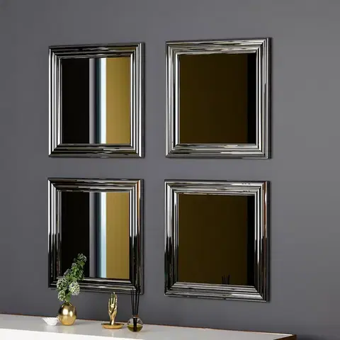 Súprava 4 ks nástenných zrkadiel Loza 40 cm strieborná