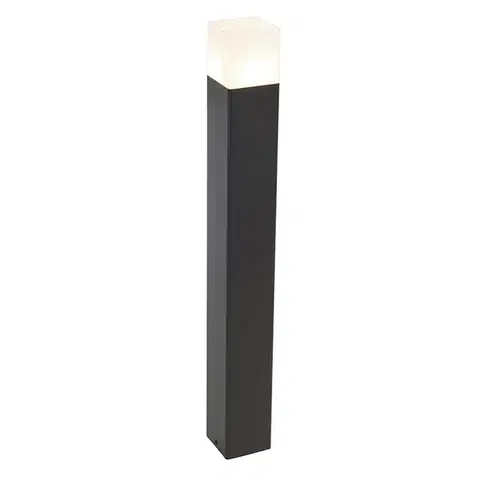 Stojaca vonkajšia lampa čierna s opálovým bielym tienidlom 70 cm - Denmark