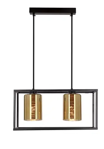Závesná lampa LURI 2x40W E27 čierna so zlatými tienidlami, moderné stropné svietidlo do obývačky a kuchyne, loftový štýl, elegantný minimalizmus