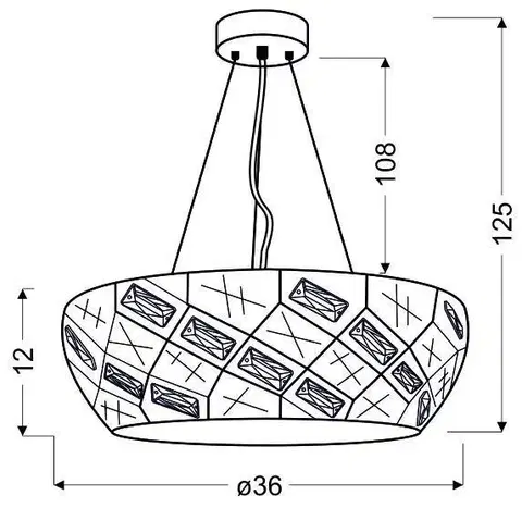 LED závesná lampa biela okrúhla s kryštálmi 24W Glance