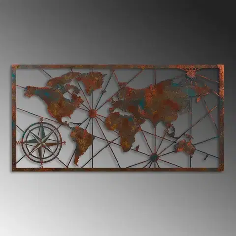 Dekoratívny kovový doplnok na stenu World Map Large - 2