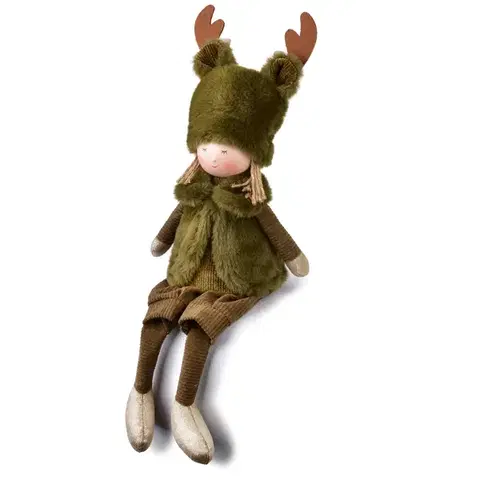 Vianočná figúrka Santa Lila Sediaci chlapec 20/47 cm zelená