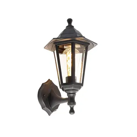 Klasická vonkajšia nástenná lampa čierna IP44 - New Haven