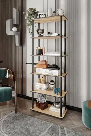 Knižnica Bookcase 6 Rect - Oak