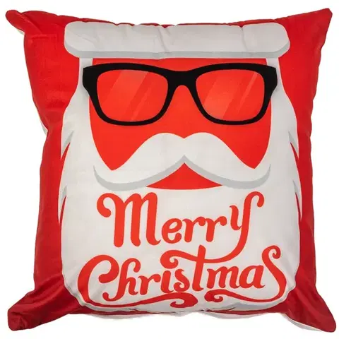 Vianočná 3D obliečka na vankúš Veselé Vianoce Santa 45x45 cm biela/červená