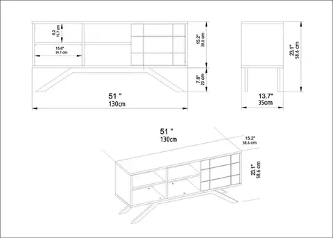 TV stolík North - Black, Walnut