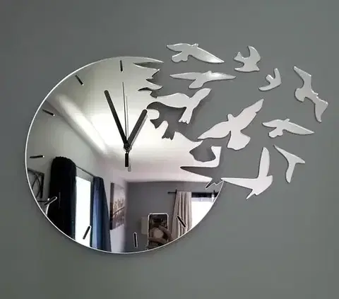3D nalepovacie hodiny Swallows zlaté