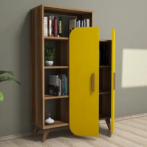Knižnica Form - Walnut, Yellow