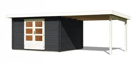 Drevený záhradný domček BASTRUP 7 s prístavkom Lanitplast